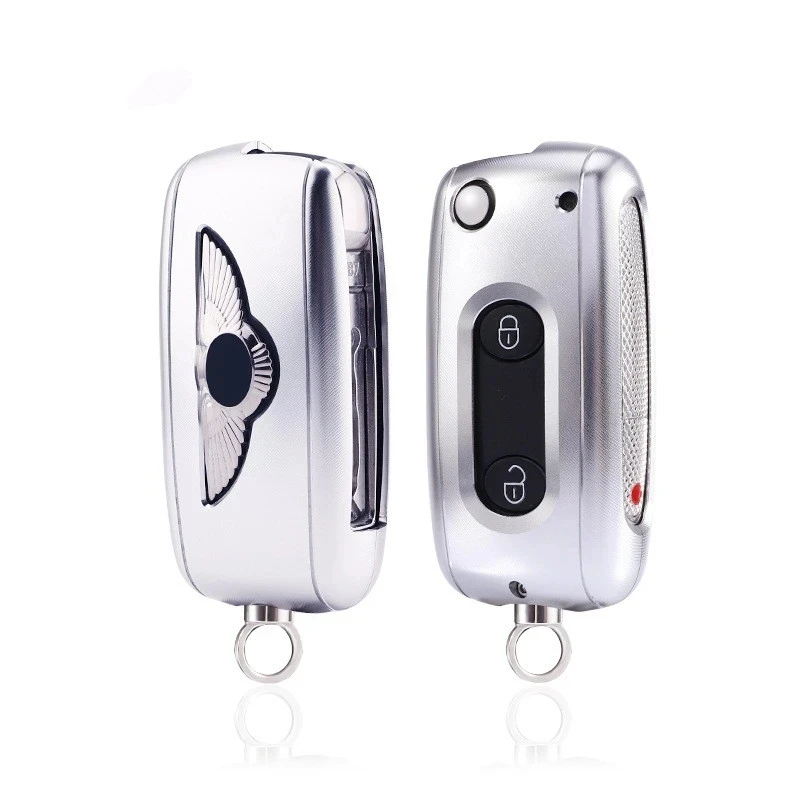 KEYECU Aluminum Alloy Protector Cover For Bentley Continental GT Flying Spur 2005 2006 2007 2008 2009 - 2016 Remote Key Case Fob