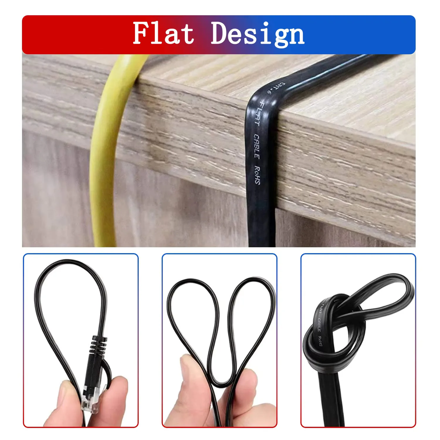 كابل إيثرنت Cat 6 سلك شبكة LAN، إنترنت، كابل الشبكة - يدعم كابل شبكة Cat6 القياسي جيجابت عالي السرعة