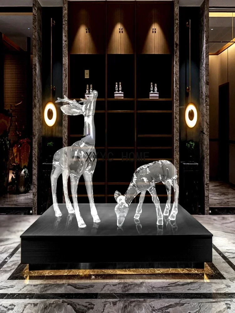 彫刻営業所ショッピングモールホテルロビースタジオアート装飾大床透明動物装飾品