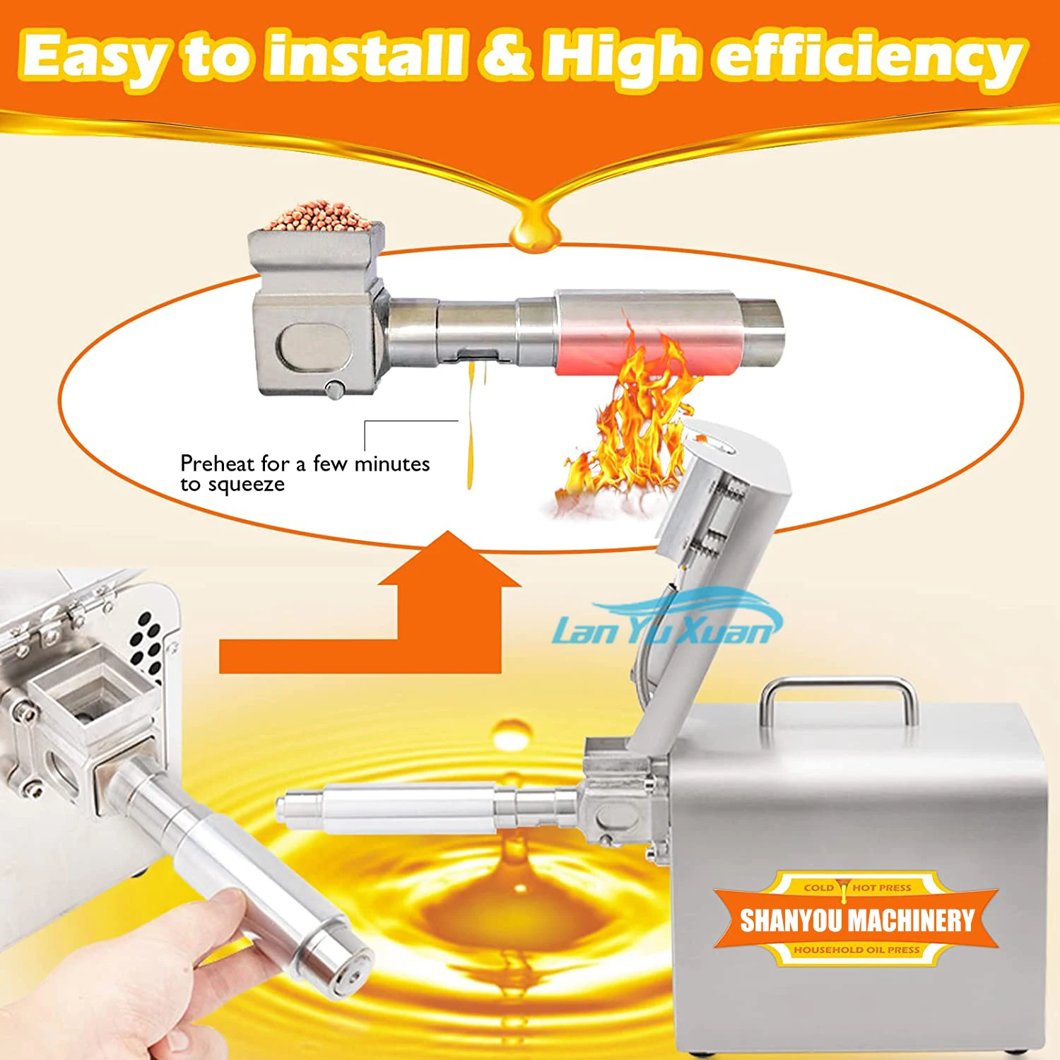 50HZ 60HZ Home Oil Press Machine Mini Durable 0-300 Degree 810w 3-5kg/h Small  Expeller 