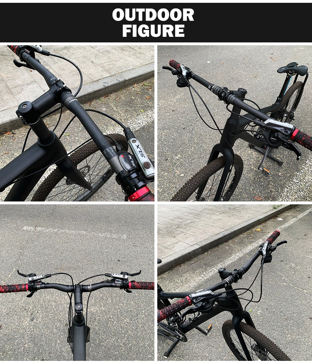 TOSEEK TM10 Grau Matt 3K Carbonfaser Fahrradlenker MTB Fahrradlenker 31,8mm Erhöhter oder Flacher Lenker 580mm - 760mm – Detail 13
