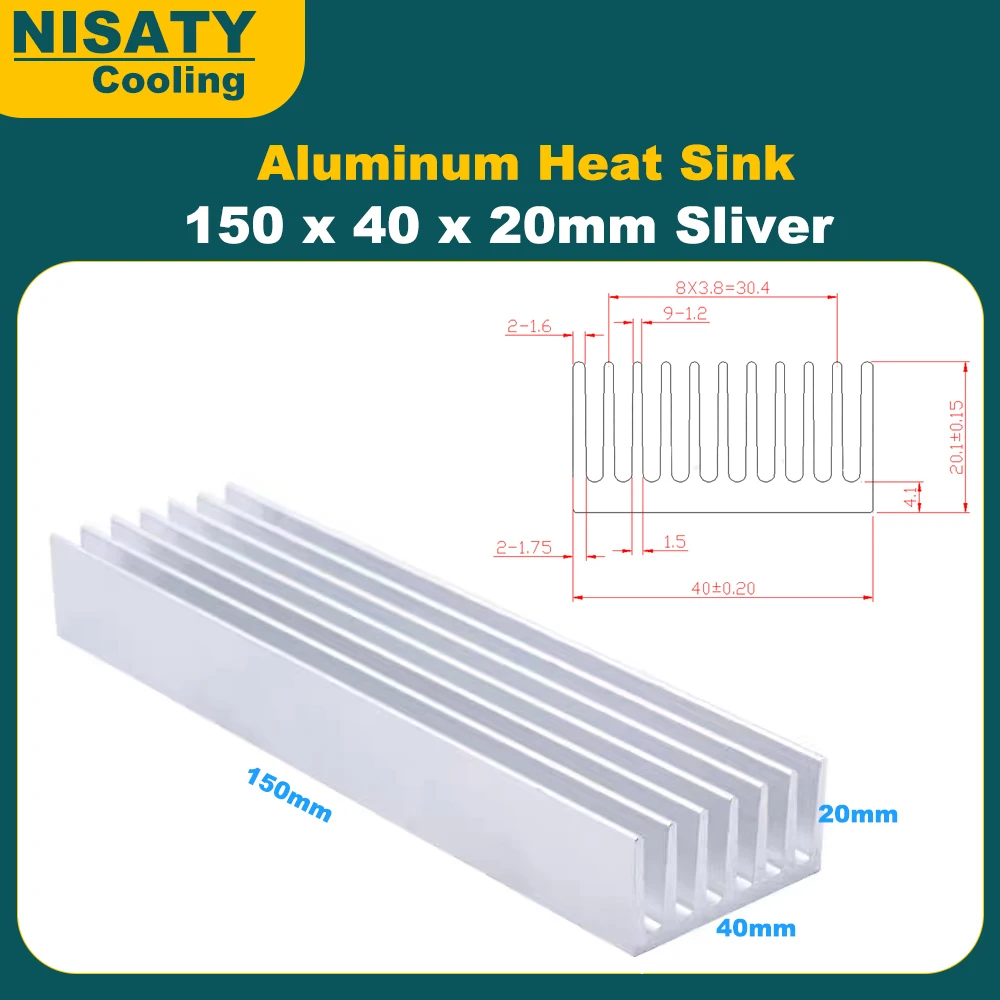 150x40x20mm 알루미늄 방열판 15x4x2cm LED 칩 LCD 집적 회로 냉각 방열용 방열판 라디에이터 냉각기