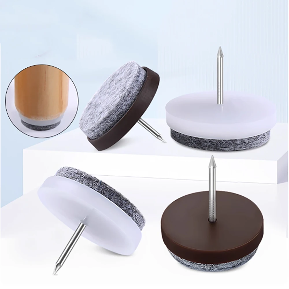 White/Brown Dia14/17/20/22/24/28mm Plastic Sliding Nails Chairs Table Legs Protective Pads Furniture Foot Nails Felt Pads