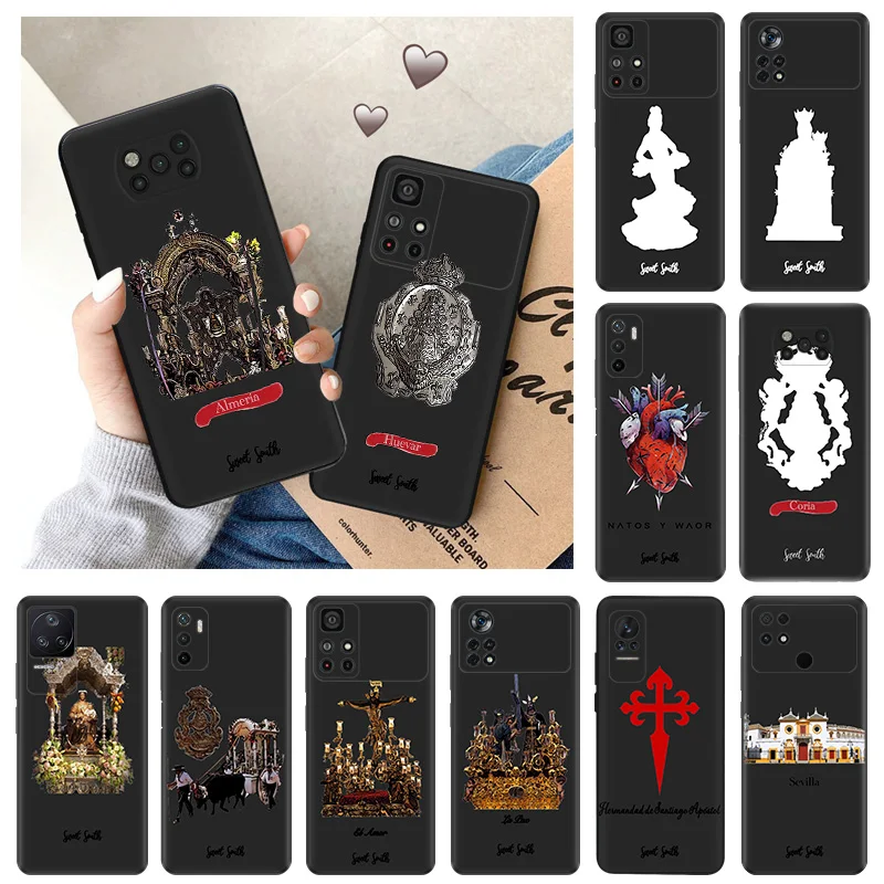 Soft Cases for Xiaomi Mi Poco X4 Pro F3 F4 GT F5 X3 X5 M4 M3 M5S C51 C50 C40 M5 Virgin Mary Jesus Church Black Phone Case Cover