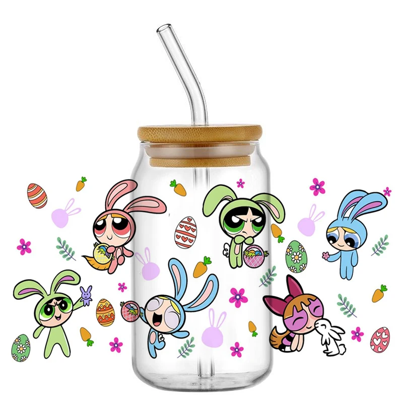 

Miniso Easter Cartoon UV DTF Design Transfer Sticer for 16oz Glasses Lovely Animals UV DTF Cup Wrap Waterproof DIY Mug Stickers