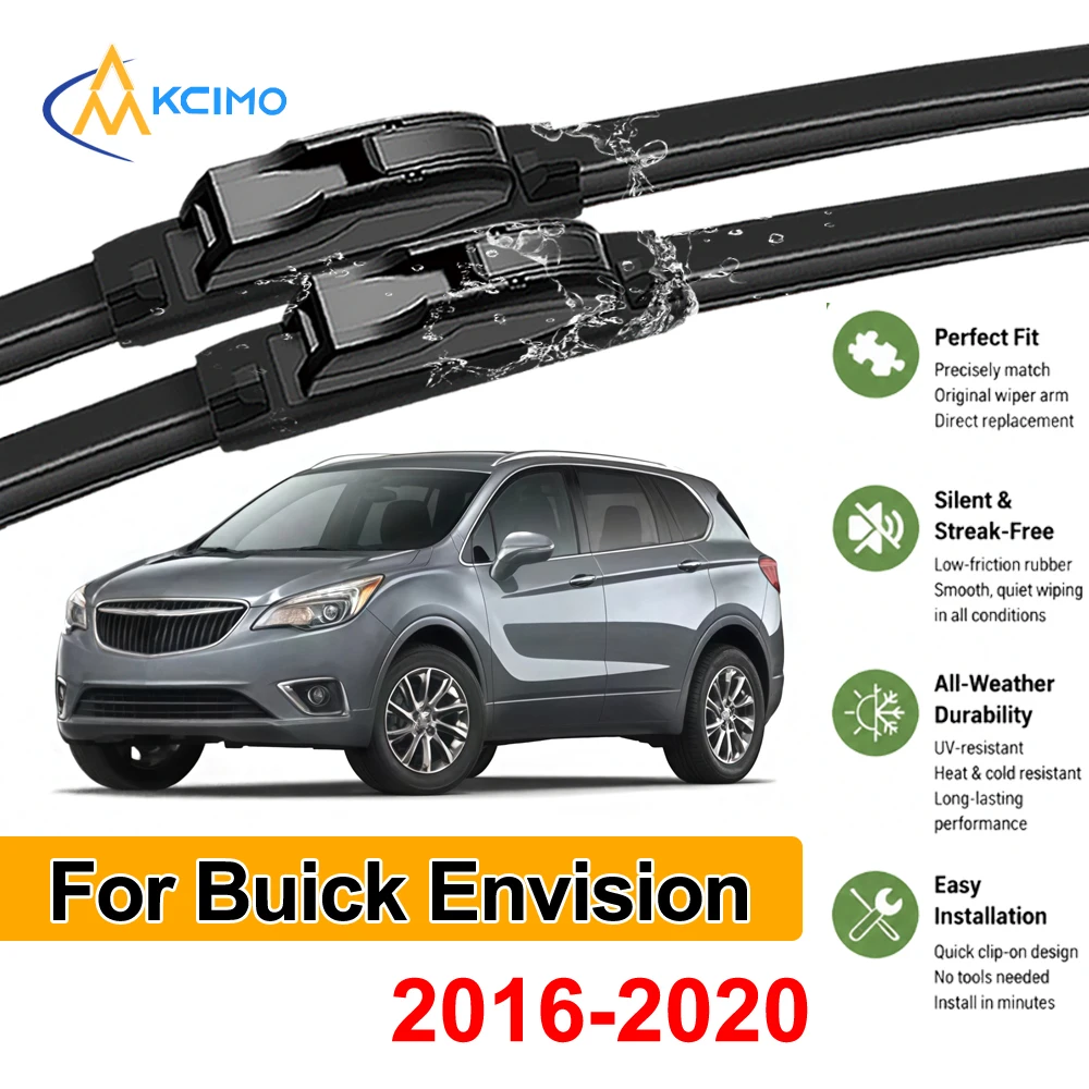Beam Wiper Blades Set For Buick Envision 2016-2020 Front Pair All-Weather Rubber Windshield Wipers Easy Installation
