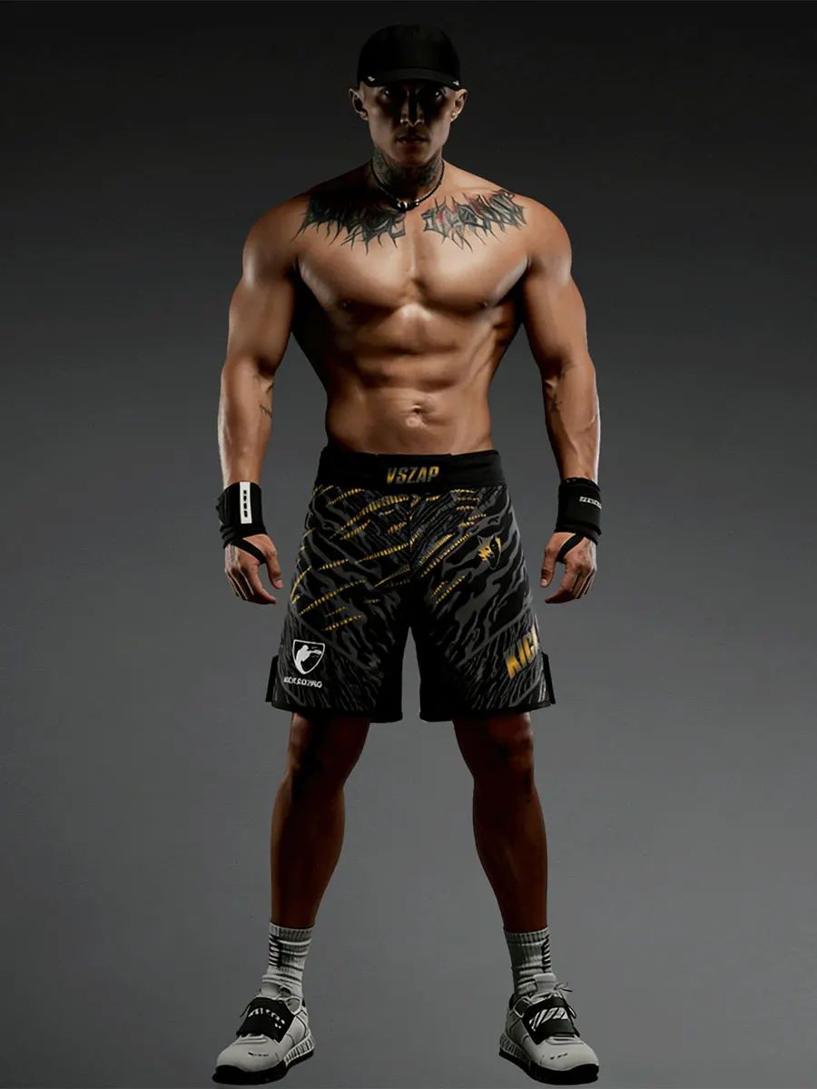 

VSZAP Men's Spor Five-Quarter Training orts Golden And Silver Striped Qui Dry Wear Resistant Fitn Exercise Pants