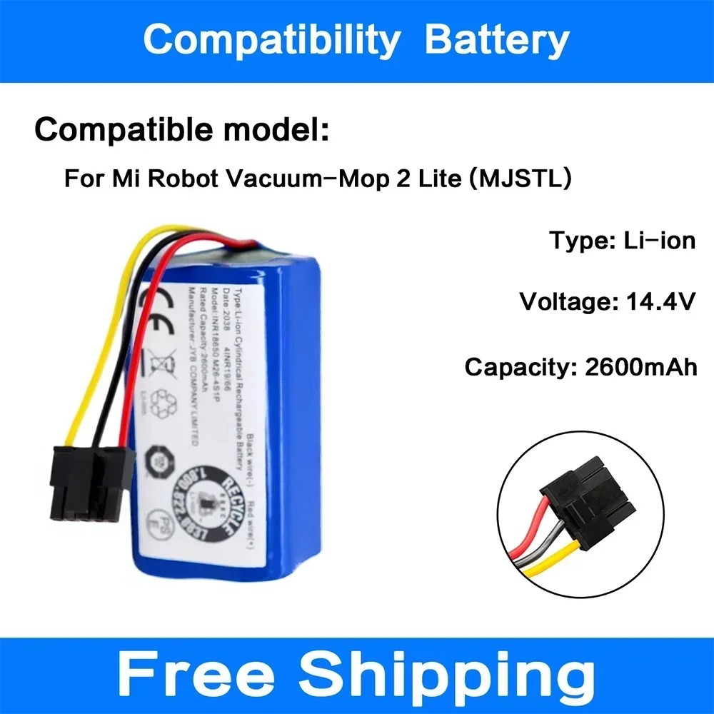 

14.8V Rechargeable Battery For Xiaomi Mijia MI Robot Vacuum-Mop 2 Lite Model:MJSTL High quality battery cells compatibility