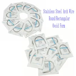 10pcs/pack Dental Orthodontic Stainless Steel Round/Rectangular Wire Ovoid Form Dentist Material Dental Arch Wire