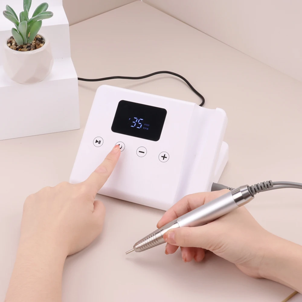 発売中プロフェッショナル充電式ワイヤレス 85 ワットブラシレス 35000rpm ポータブル電気ネイルドリルマシンサロンマニキュア用
