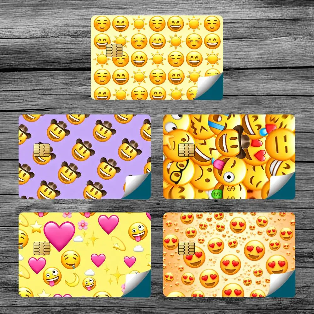 Funny Emoji Cartoon Card Stickers for Bank Access Protective Waterproof Film Cover Sticker Surprise Gift