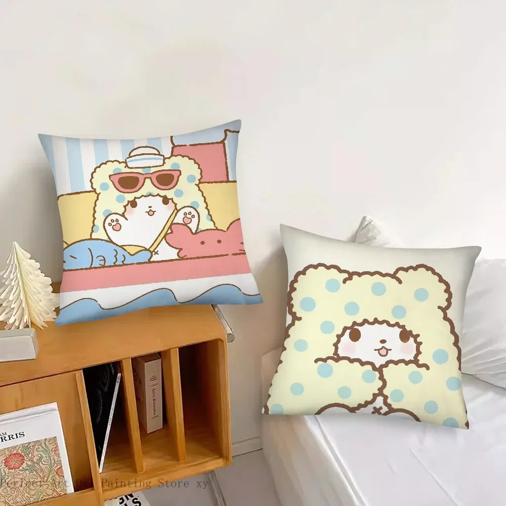 Cartoon Cute Sanrio Marumofubiyori Pillow Case Fashion Square Pillowcase Bedroom Sofa Room Ins Decoration Leisure Cushion Cover