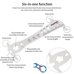 3/6 in 1 Bike Bicycle Chain Checker Wear Indicator Chain Hook Bolt Measurement For 8 9 10 11 Speeds Stainless Steel
