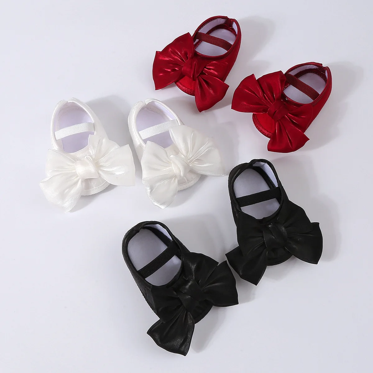 

Милая кавайная обувь для крещения для маленьких девочек и однотонная повязка на голову с бантом, эластичная повязка для волос, тюрбан, противоскользящая обувь, детские аксессуары, От 0 до 12 месяцев