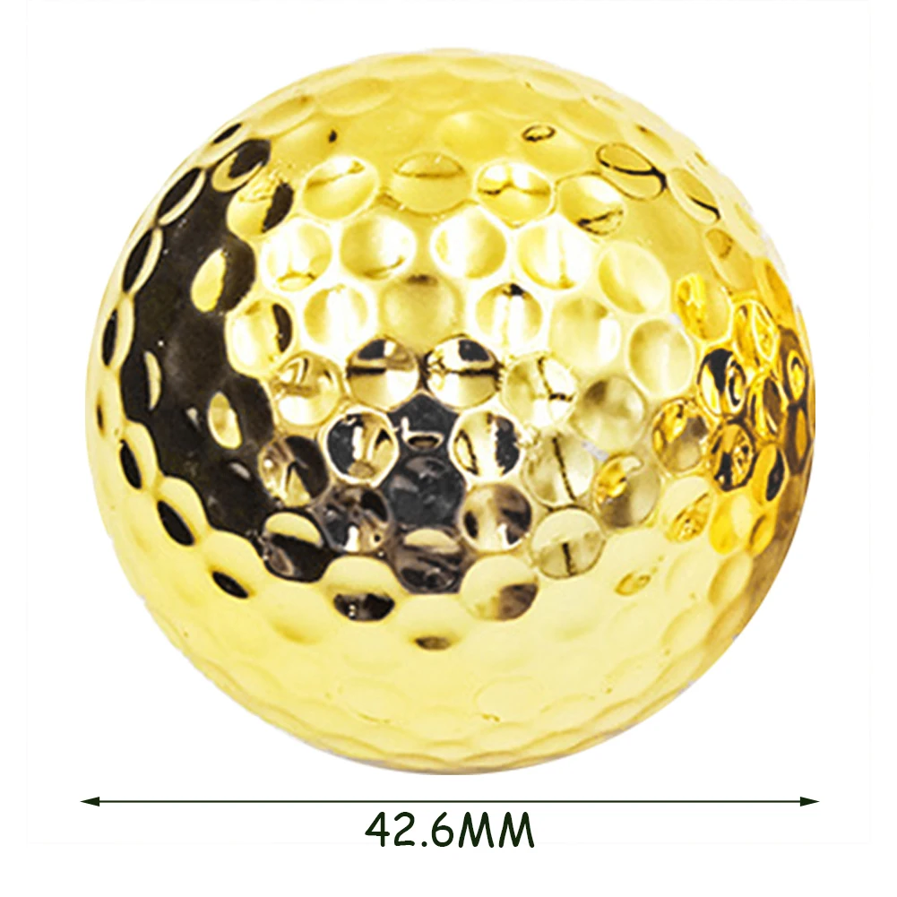 1PCS 42.6MM Double Layer Golden Golfs Ball Indoor Outdoor Backyard Golfs Ball Gifts For Golfs Lovers