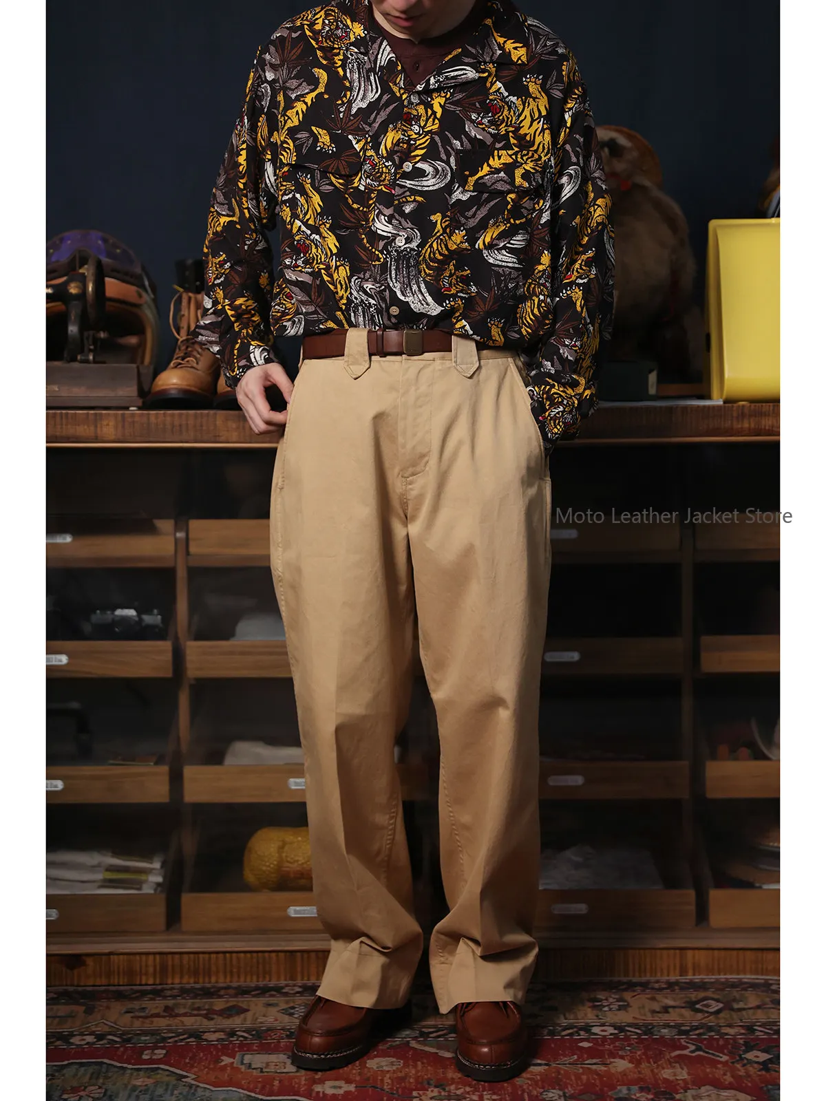 Secondorder SS25 Aloha Shirt Hawaiian Cuban Collar Shirt with Tiger Crane Koi Pattern