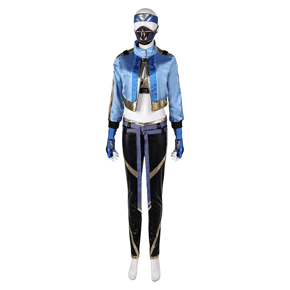 Mortal Roleplay Kombat Kitana Cosplay Costume Adult Women Coat Pants Gloves Mask Headband Outfits Halloween Carnival Party Suit