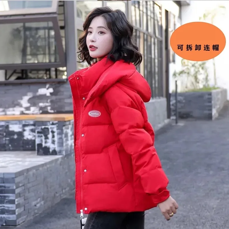 2024 Winter New Coat Women\'s Casual Clothing Lady Down cotton Short Hooded Jacket Female Thicken Loose Warm Parkas Outerwear Top