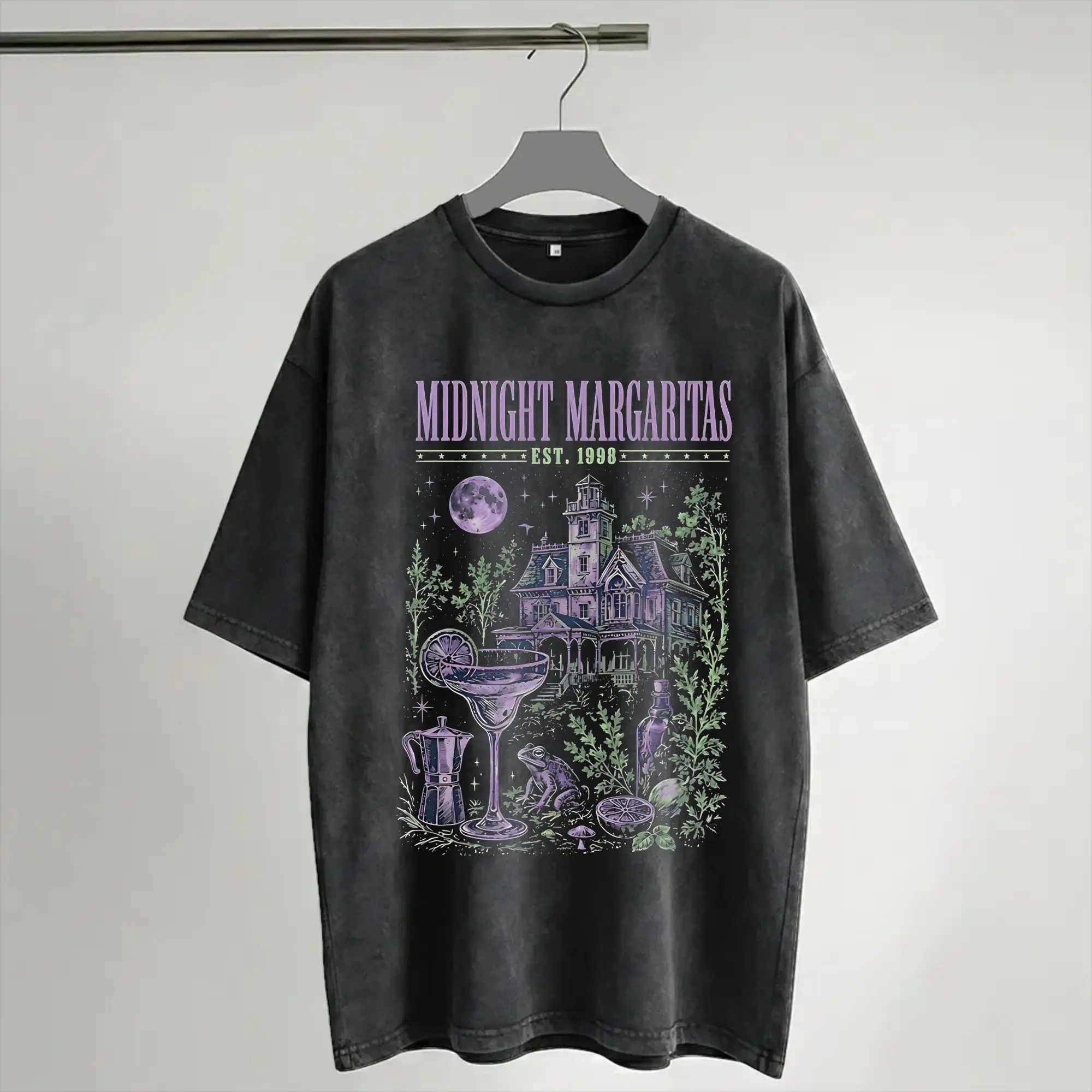 Practical Magic Midnight  Washed T Shirt Streetwear Hip Hop Vintage T-Shirt  Tees Tops Men Women Short Sleeve Oversize