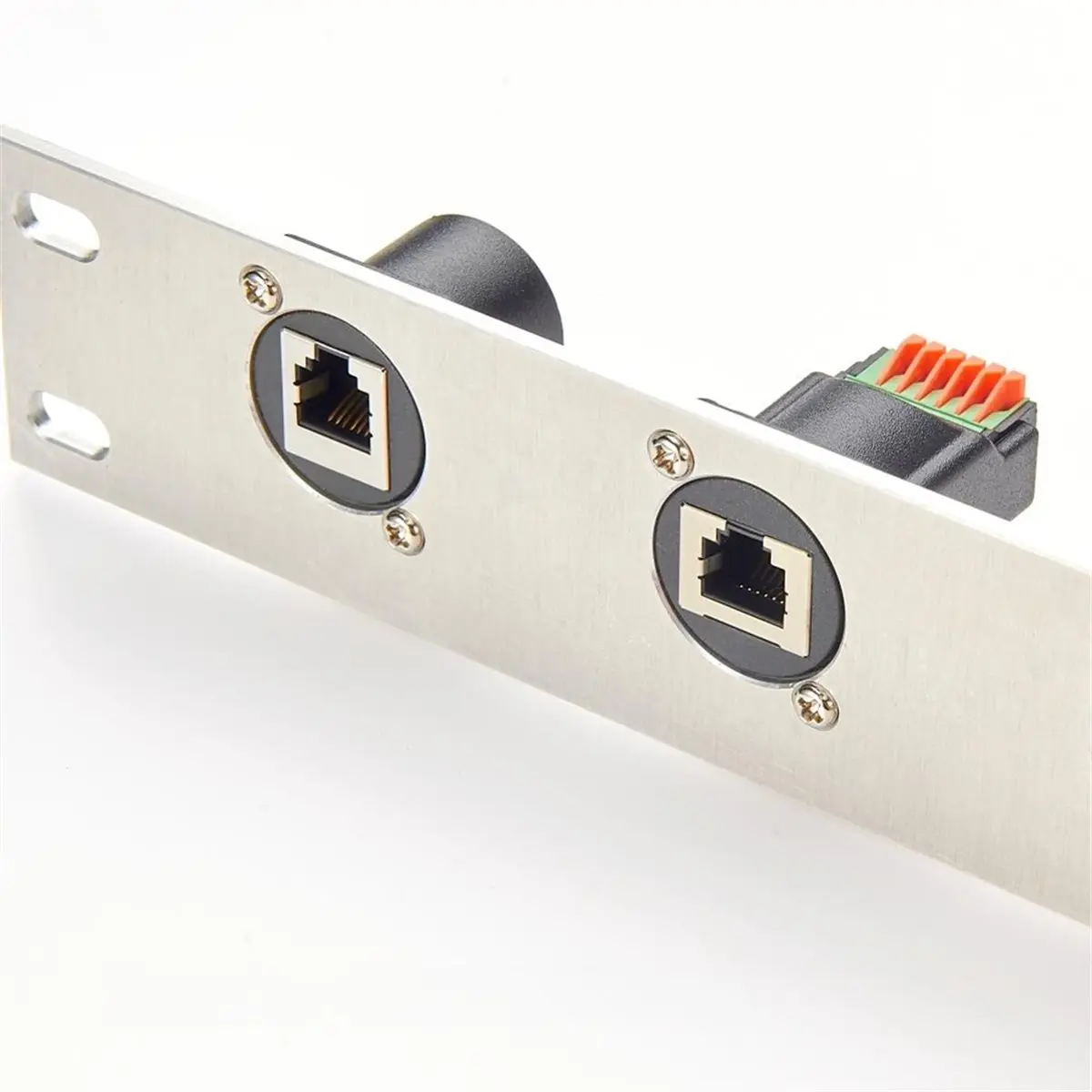 RJ12 6P6C Female Panel Mount 6 Pin Terminal Block Adapter Bulkhead D-Type Module RJ12 6P6C Flange Mount Connector