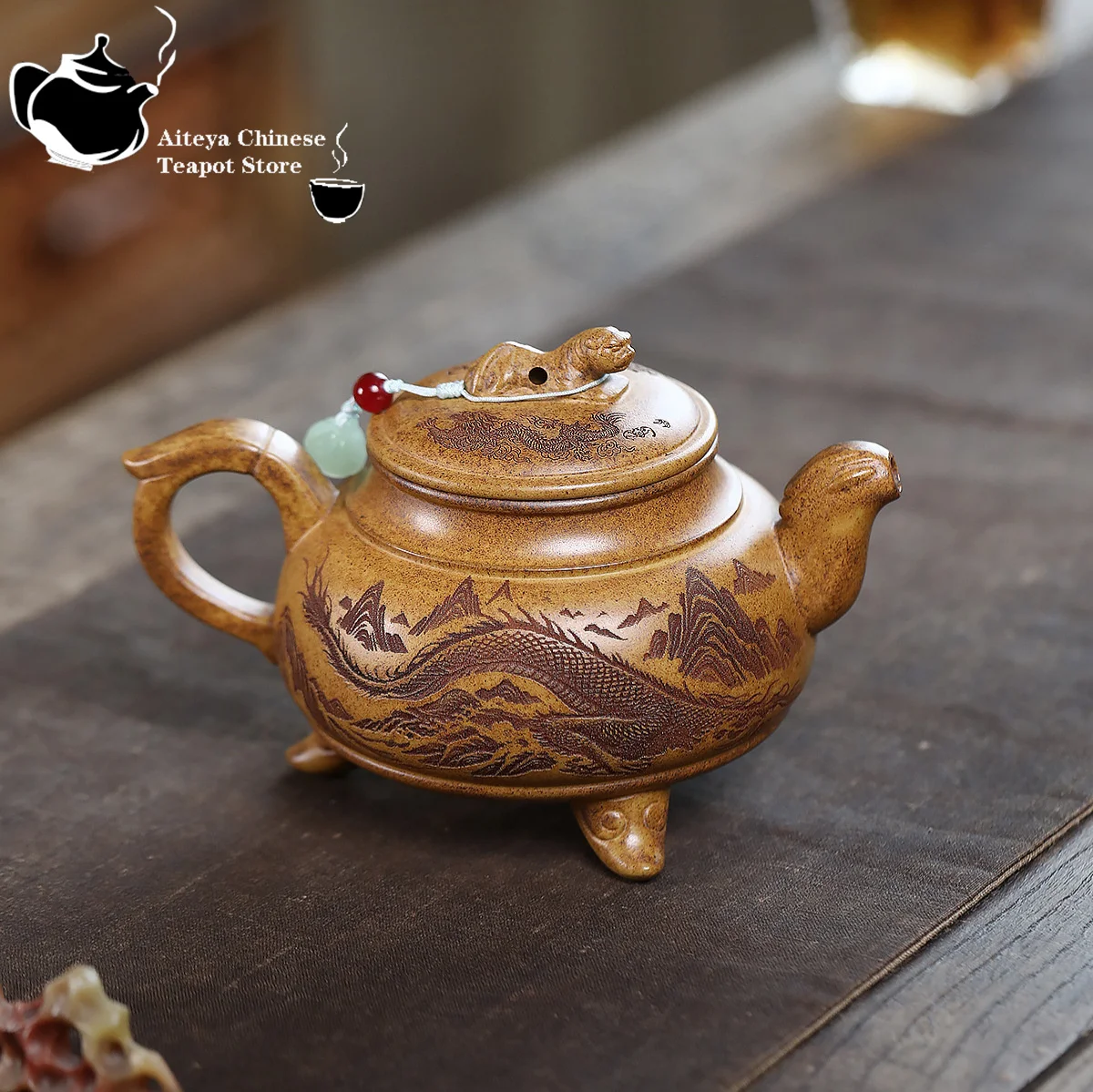 Yixing, purple clay teapot, original ore, wood fired dragon bone, gold sand, hidden tiger tea set, Chinese kung fu teapot