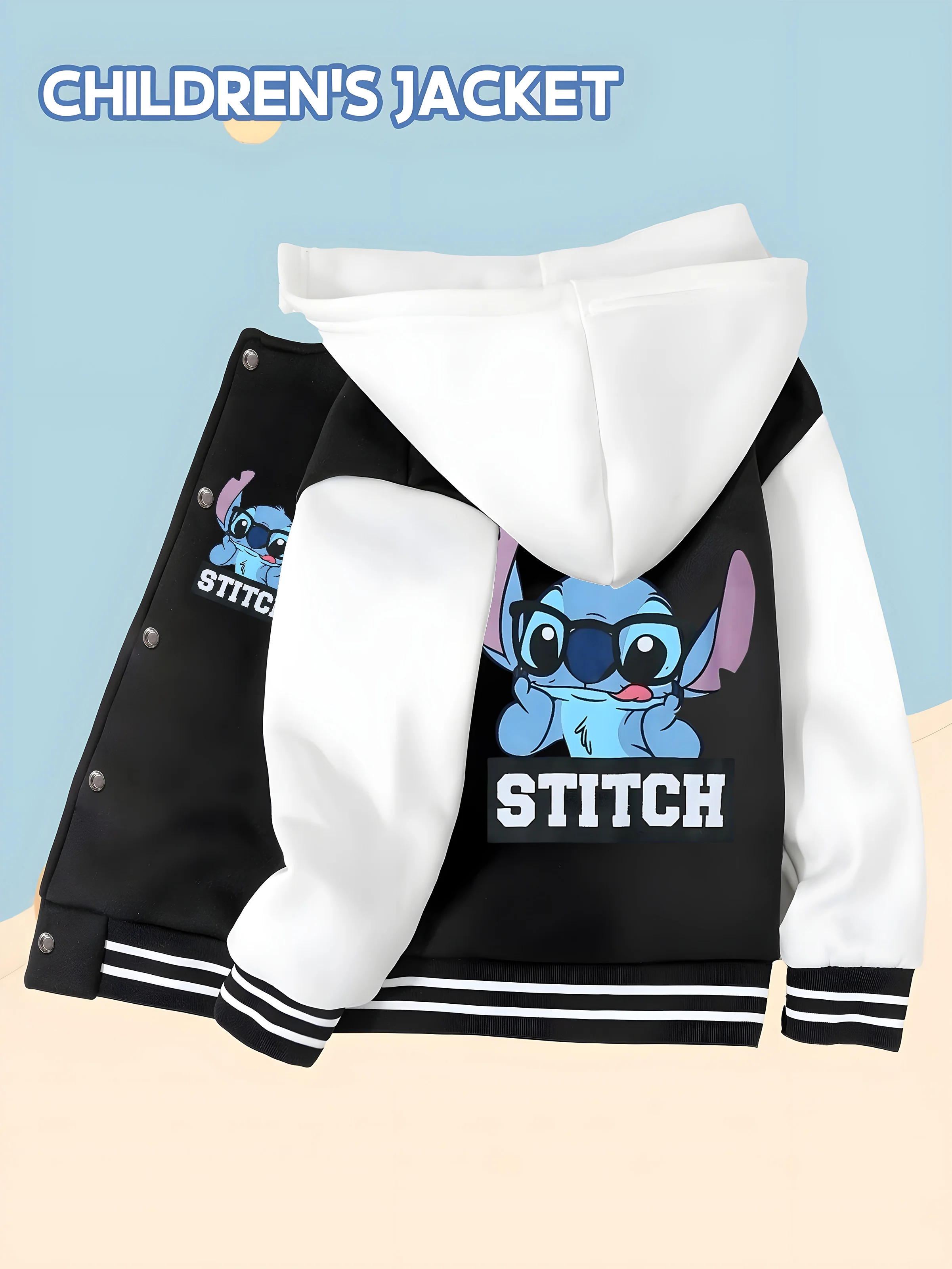 

MINISO Disney Stitch glasses children's baseball boy jacket - double-sided trendy Stitch glasses, cool, skin-friendly fabric