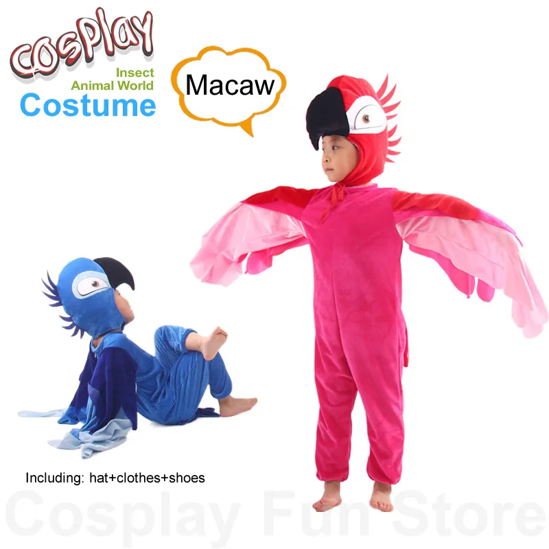 Kids Cosplay Macaw Bird Costumes Performance Parrot Budgerigar Animal Cartoon Stage Jumpsuits Parakeet Children's Dancing Dress