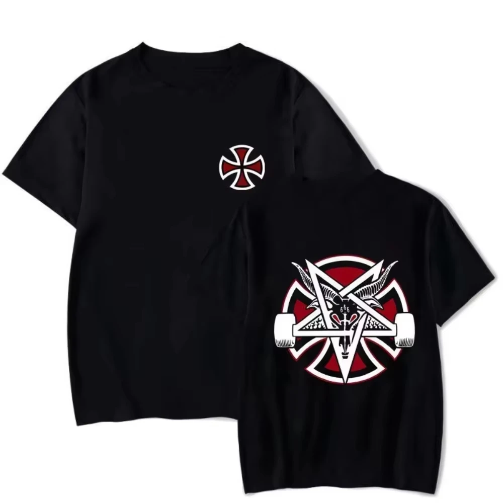 

2025 Independent American Street Short-sleeved T-shirt Skateboard T-shirt Round-neck Cotton Short-sleeved Shirt for Men Women
