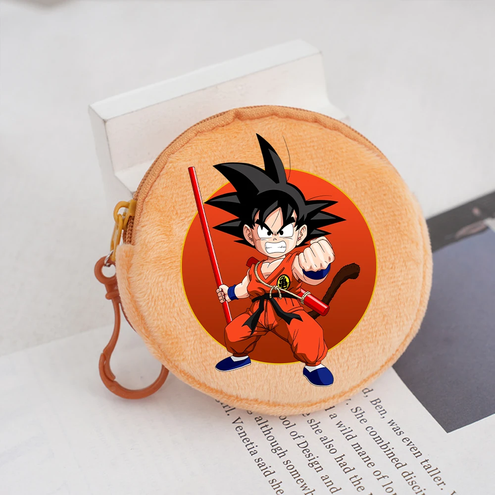 Dragons Ball Round Plush Coin Purse Son Goku Cartoon Cute Keychain Wallet Anime Children Handbag Gifts Bag Boys Pocket Kid Gifts