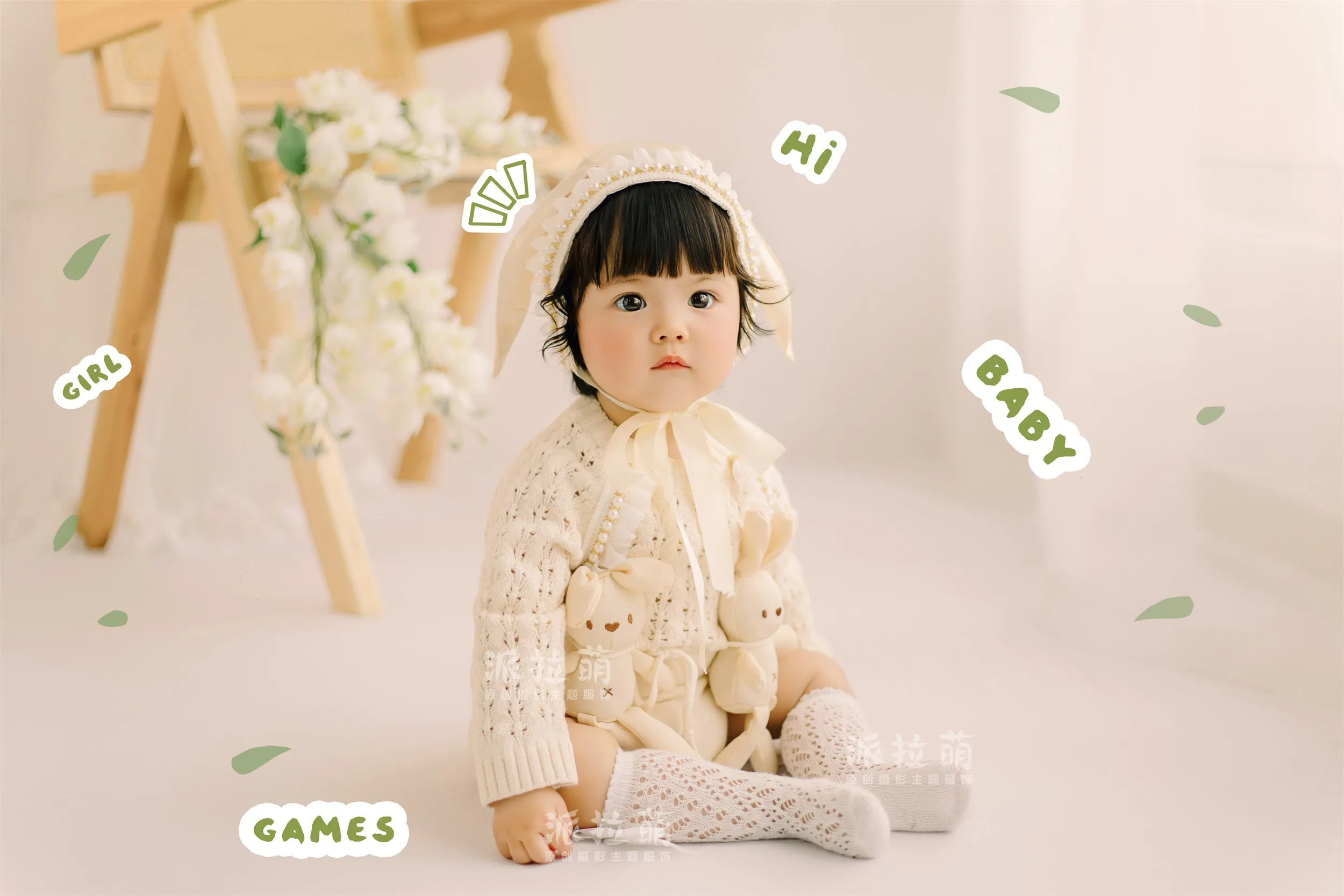 100 day photography clothing baby photography clothing cute fresh and cute little rabbit set baby kleding  roupa bebe