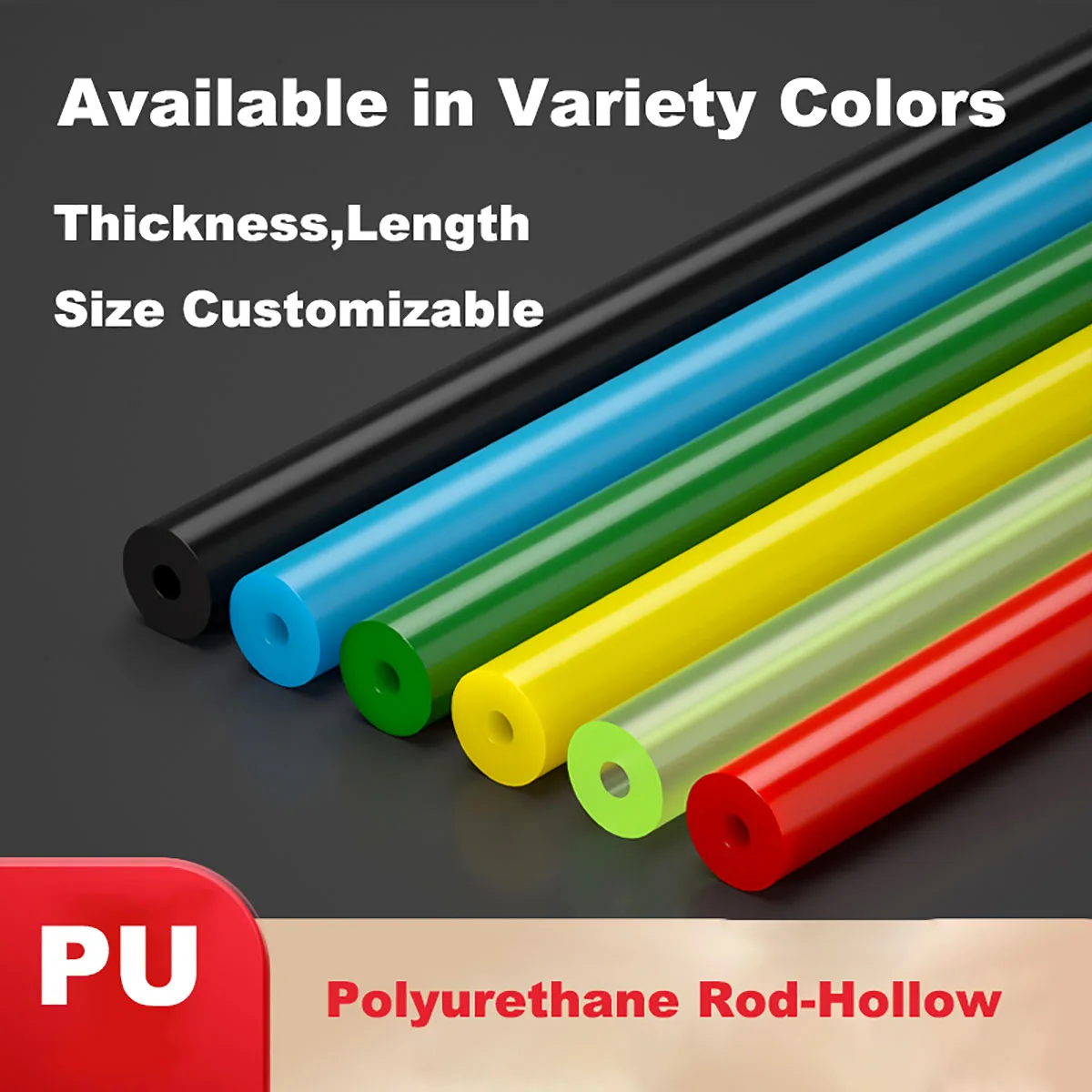 

Length 500mm Colored Polyurethane Hollow Rod PU Plastic Pipe Bar Shock Absorber OD 20mm 25mm 30mm 35mm 40mm 45mm 50 55mm