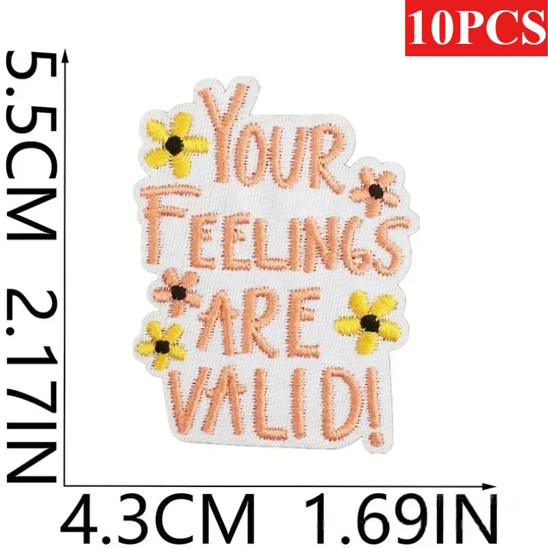 

10PCS BULK Bohemian English Word Inspirational Quote Embroidered Patch DIY Clothes Bag Patch Positive Energy Patch Ironing