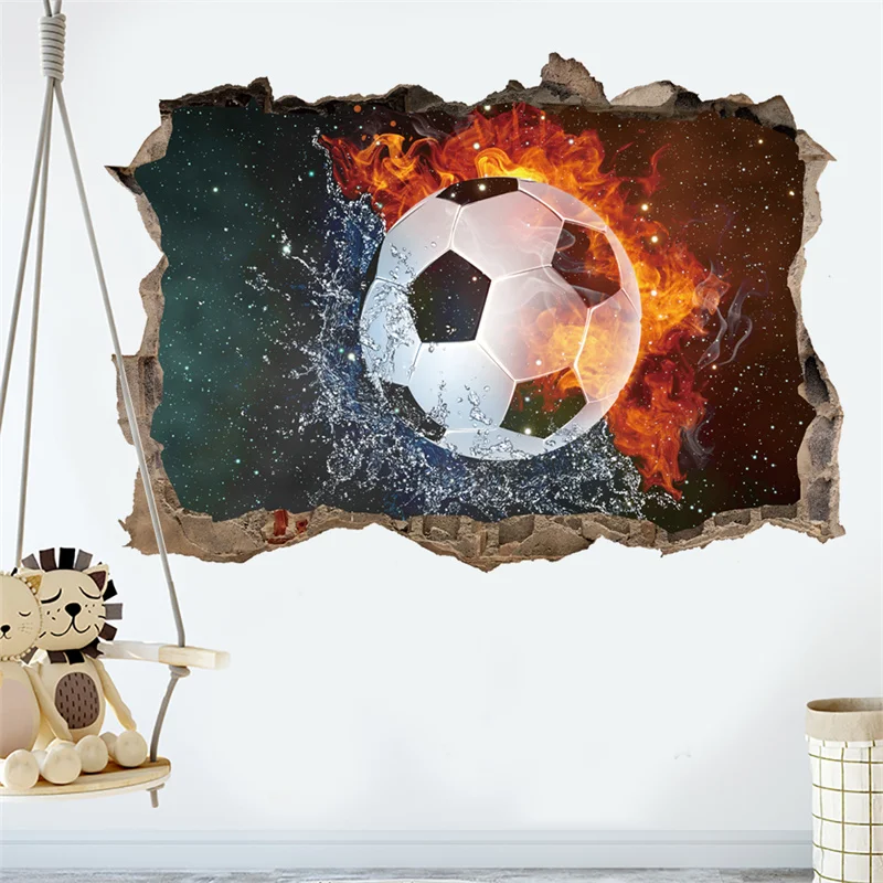 Soccer Football Wall Breaking Wall Stickers Room Decor Stickers Muraux pegatinas de pared