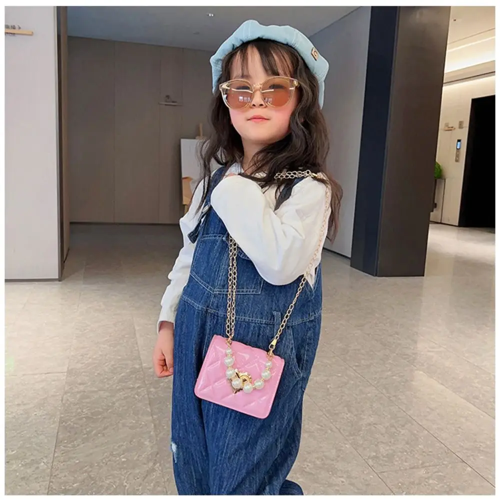 Kids Toddler Purse for Little Girls Mini Purse Cute Crossbody Bags Princess Flap Handbags with Pearl Handle