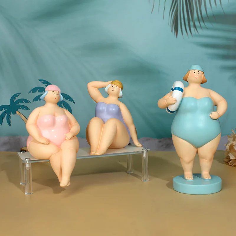 Fun New Beach Woman Ornament Seductive Fat Woman Creative Ornament Living Room Home Desktop Decoration Small Ornament