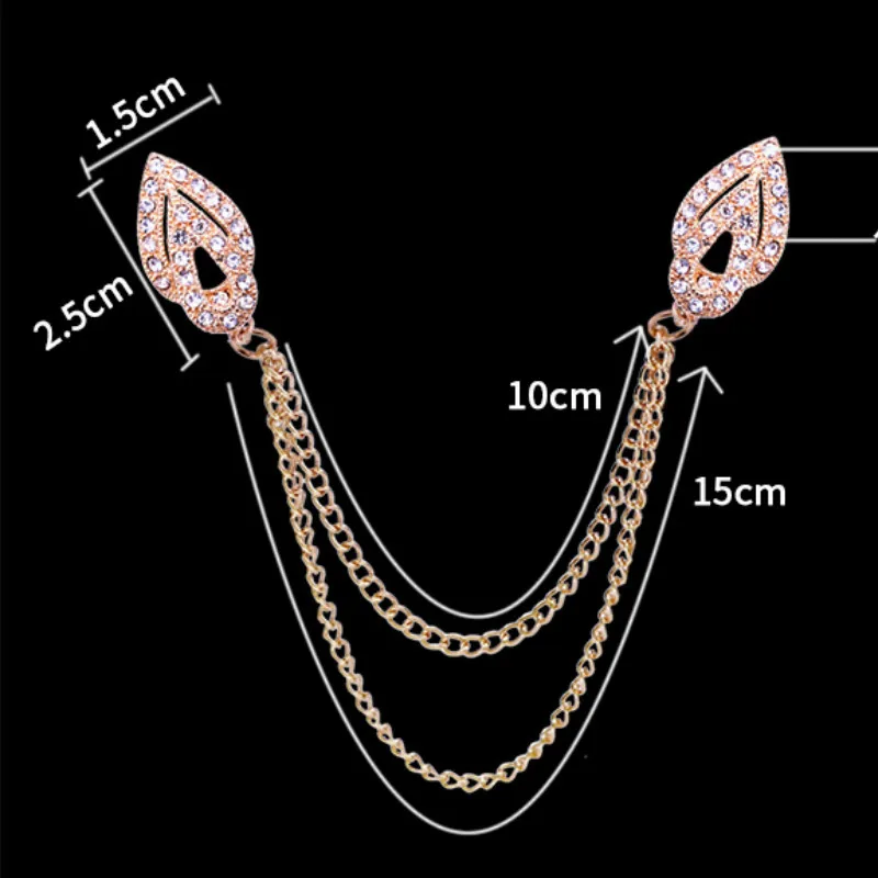 High Grade Fashion Tassel Collar Brooch Jewelry Lapel Pin Angle Wing Brooches Shirt Collar Decoration Gift for Men Accessories