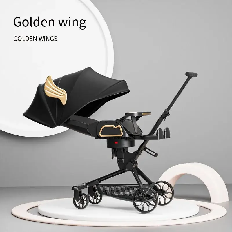 Four-wheeled Stroller Lightweight High Landscape Foldable Newborn Stroller Two-way Swivel Seat Shock Absorption Baby Stroller