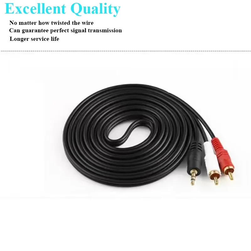 Suitable for PC DVD, Computer TV Recorder, Speaker 3.5mm to 2 RCA Audio and Video Cables, Y-Shaped Splitter Cable view 2