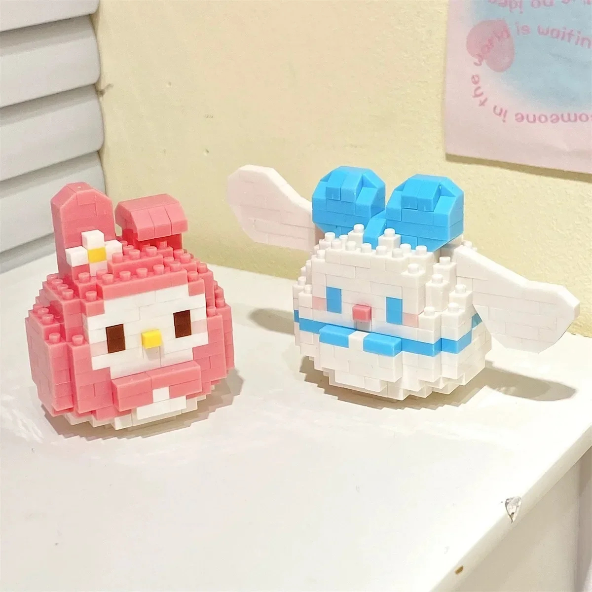 Sanrio Hello Kitty Building Block Assembled Toys Decorative Ornament Anime Figure Kuromi Model My Melody Children's Gifts