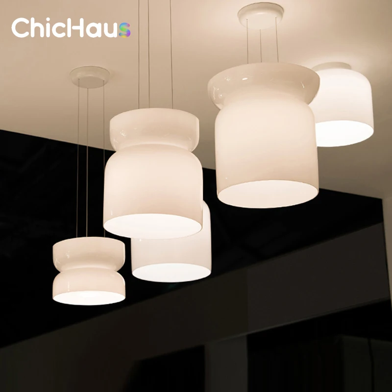 Italian Designer White Jade Glass Restaurant Chandeliers Minimalist Nodic Lamp Bar Home Decoration Bedside Niche Pendant Lights