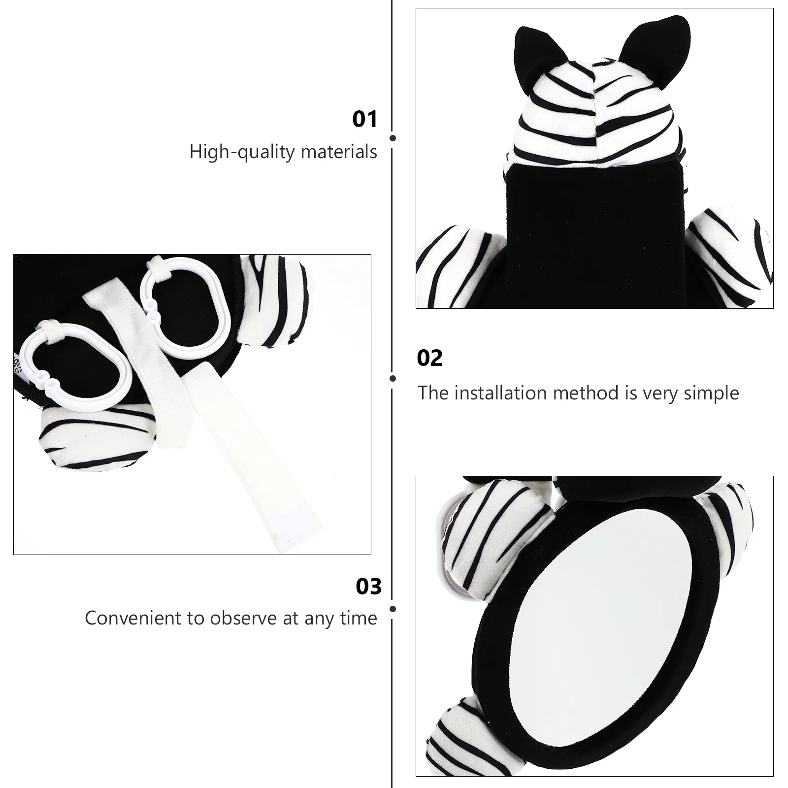 

1Pcs Observation Mirror Zebra Animal Shape Simple Installation Reverse Reflector Child Safety Mirror