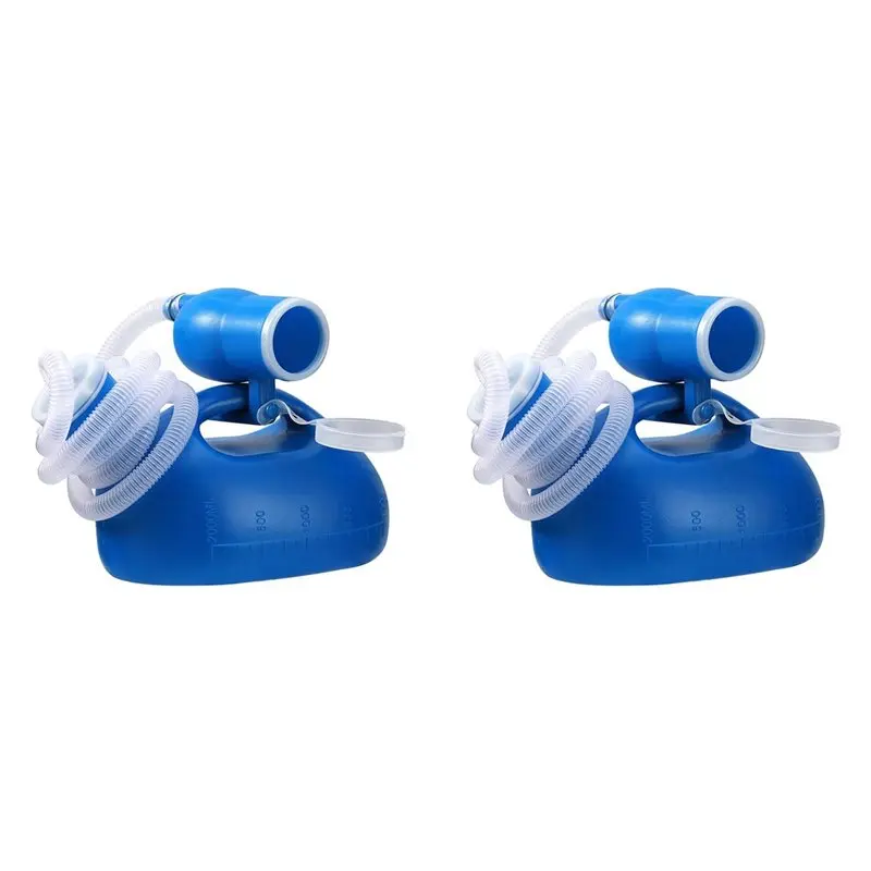 【PRICE-DROP!】2X Urinal Bottle Urinals For Men Women Urine Bottle 2000Ml Mens Potty Spill Proof Pee Bottle With 63In Long Tube
