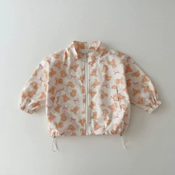 2025 Summer New Baby Cute Cartoon Print Coat Long Sleeve Infant Girl Sunscreen Jacket Kids Boys Zipper Coat Children Clothes