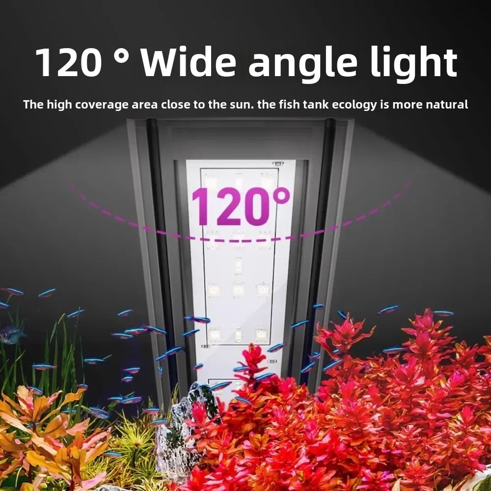 Programmed Dimmable Aquarium LED Light With Timer 6 Color Light Mode Multi Color Bright Aquatic Fish Tank Plant Lamp Waterproof