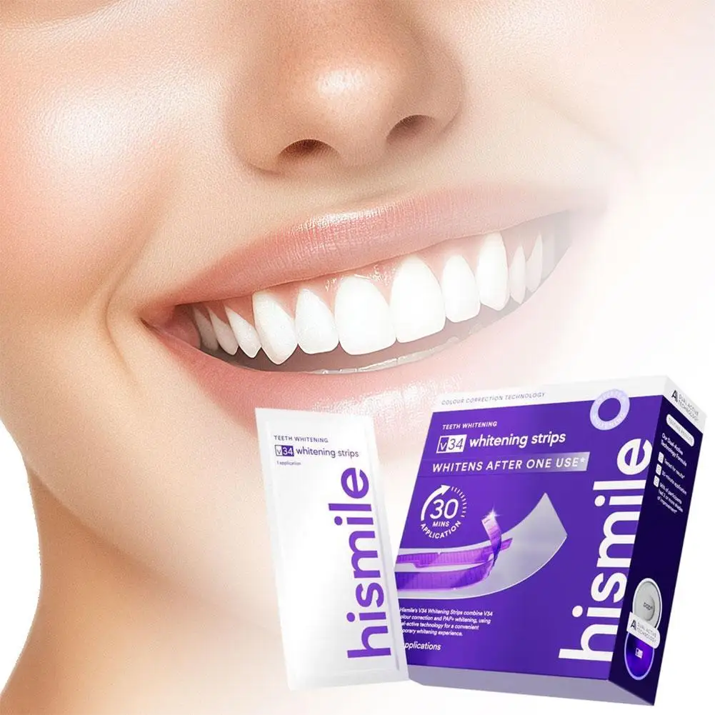 Hismile Teeth Whitening Strips Purple Removes Yellow Tooth Stains Strips Reduce Sensitivity Cleaning Oral Bleaching Dental Tool
