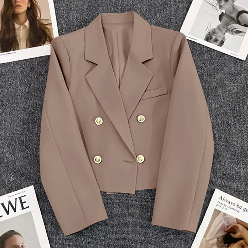 new Woman Blazers Solid  casaco tweed Slim Cropped Lucyever blazers feminino Teens All-match Long Sleeve Office Suit Jacket