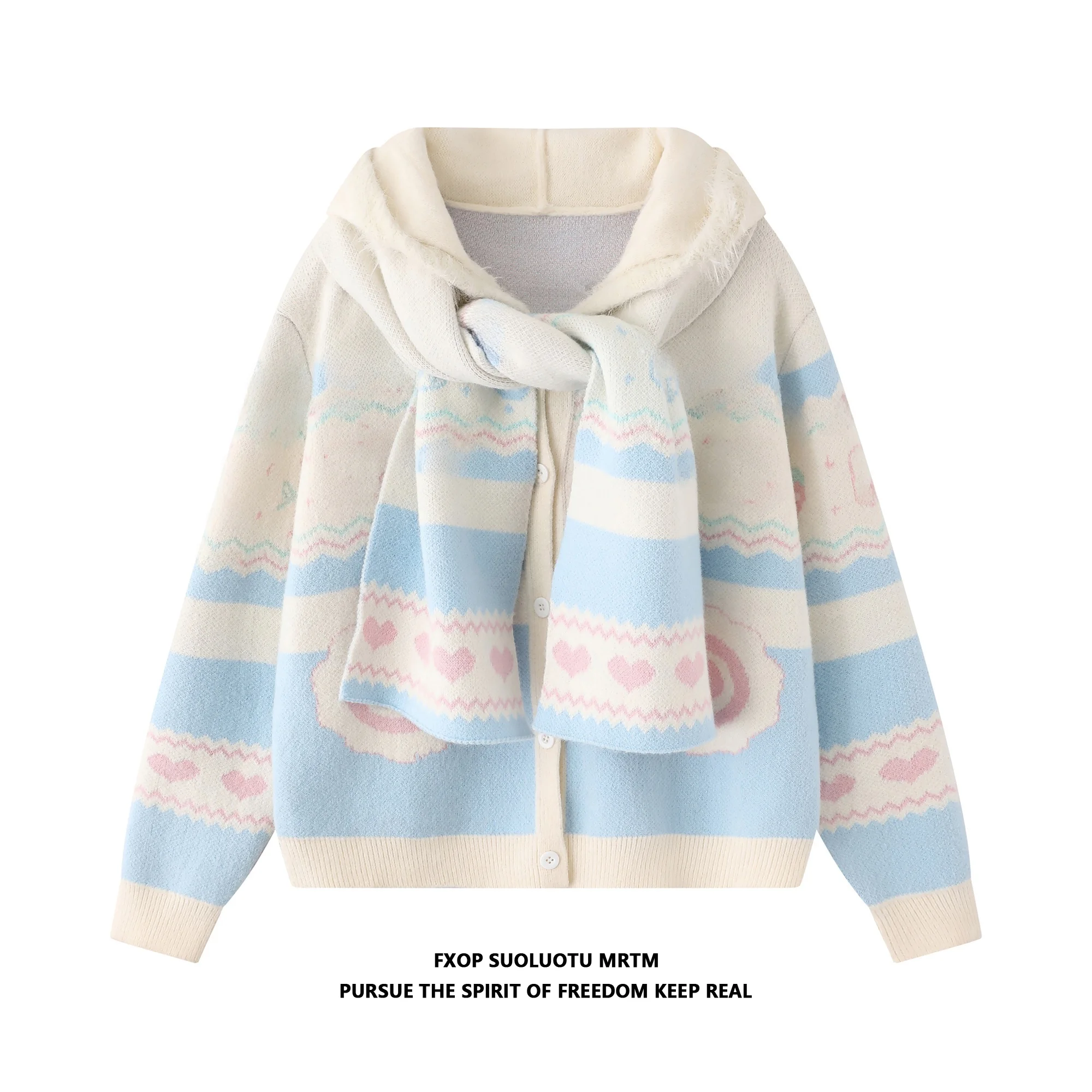 kit-mignon-chapeau-echarpe-pull-femme-ample-paresseux-sle-tricote-vetements-d'exterieur-long-sve-boutonne-automne-hiver-faion