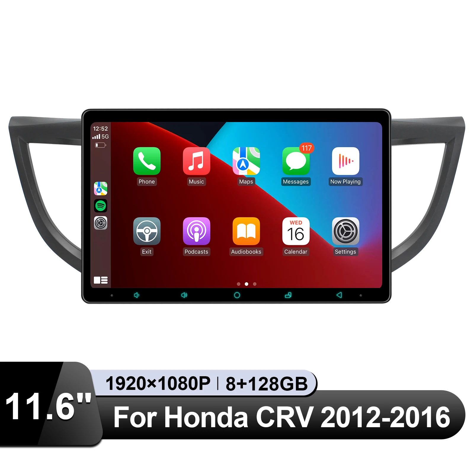 

Автомагнитола Plug&Play 11.6" Android для Honda CRV 2012-2016, мультимедийный плеер с беспроводными CarPlay и Android Auto