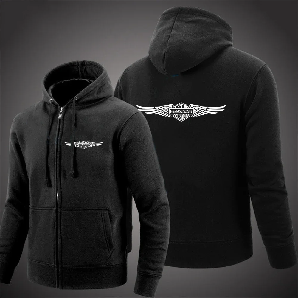 2024 Spring Autumn Men's Goldwing Gl1500 Motorcycle Logo Print Popular Solid Color Sweatshirt Loose Sports Casual Hooded Hoodies