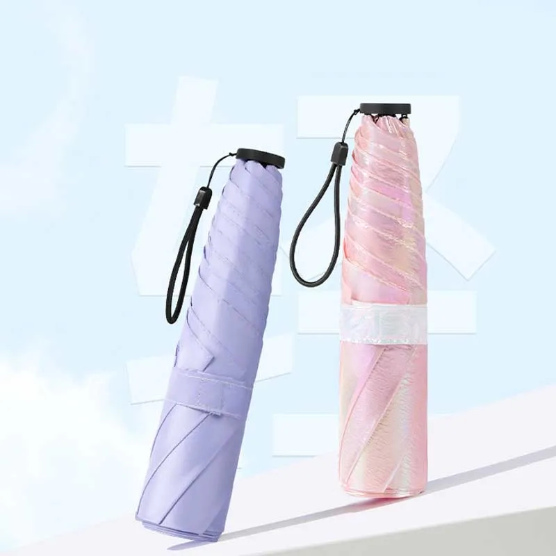 Iridescent Ultra-light polyester fiber color UV protection sun umbrella lightweight advertising rain umbrella